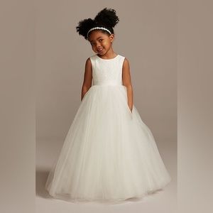 Adorable Flower Girl Dress with Heart Cutout Detail, Gently Used, Beautiful